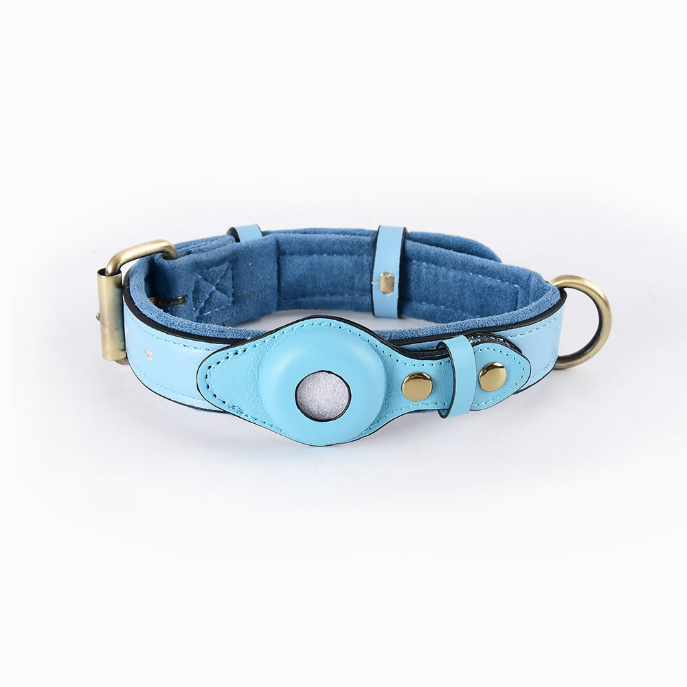 Adjustable Suede Dog Collar with Tracker Holder