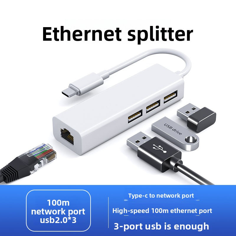 Type-C to RJ45 USB Network Adapter with Hub