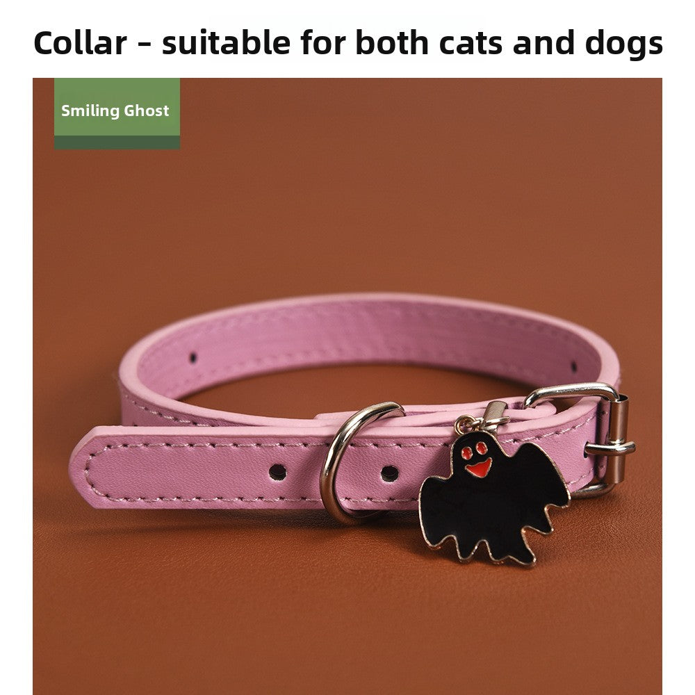 Halloween Pumpkin Lantern Pu Leather Dog Collar