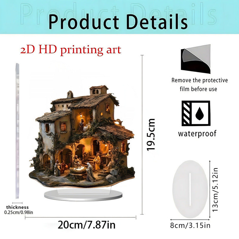 Christmas Carousel 2D Acrylic Stand Holiday Ornament Home Decoration