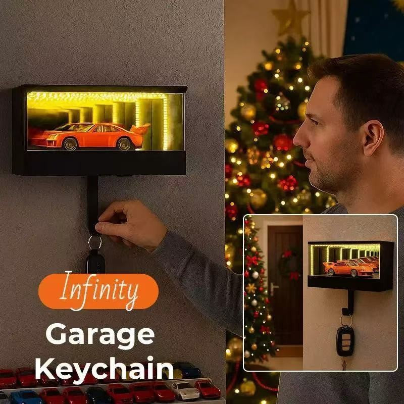 Infinity Garage Keychain 3D Wall Mirror LED Light Display Box