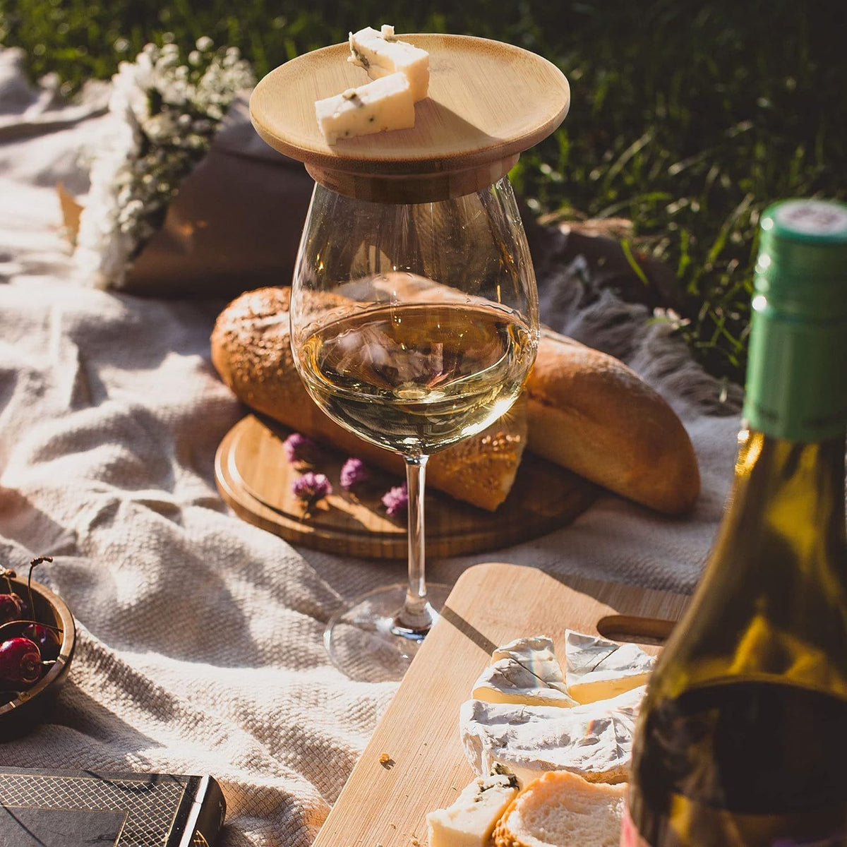 Bamboo Wine Glass Cover and Coaster