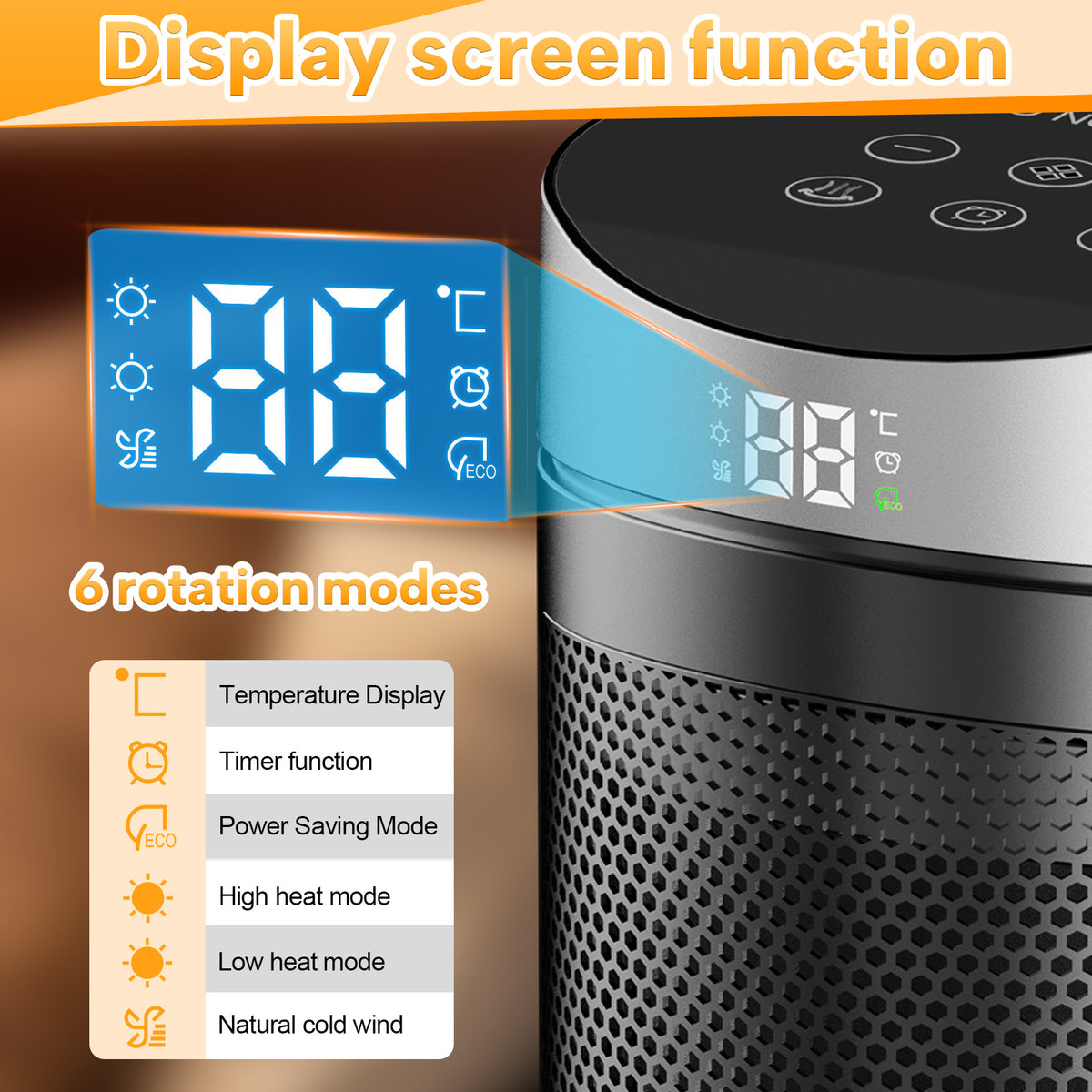 Digital Display Oscillating Space Heater