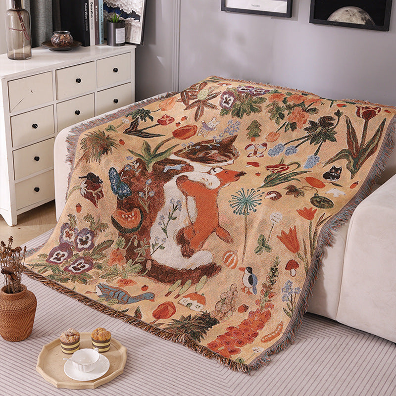 Cartoon Floral Tapestry Blanket
