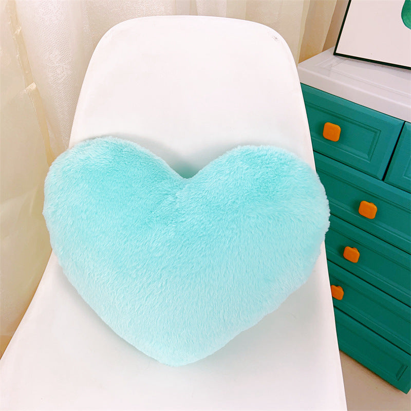 Creative heart-shaped faux rabbit fur throw pillow cushion
