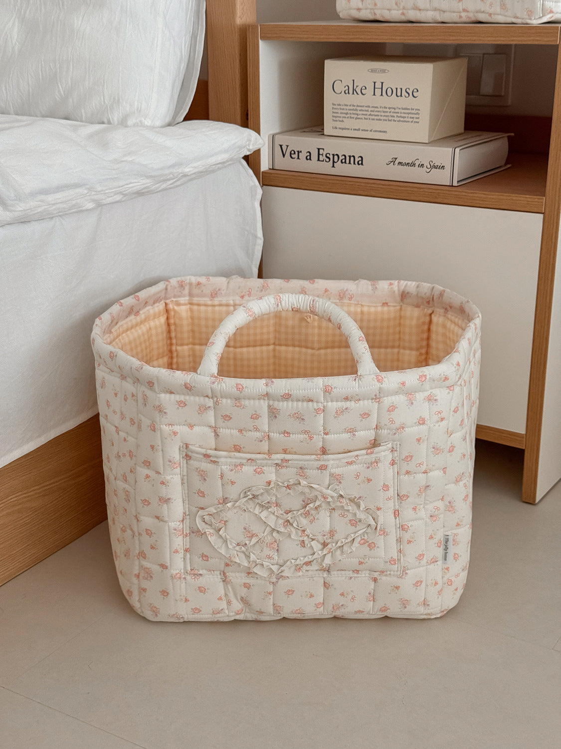 Rose Pattern Storage Basket with Handles