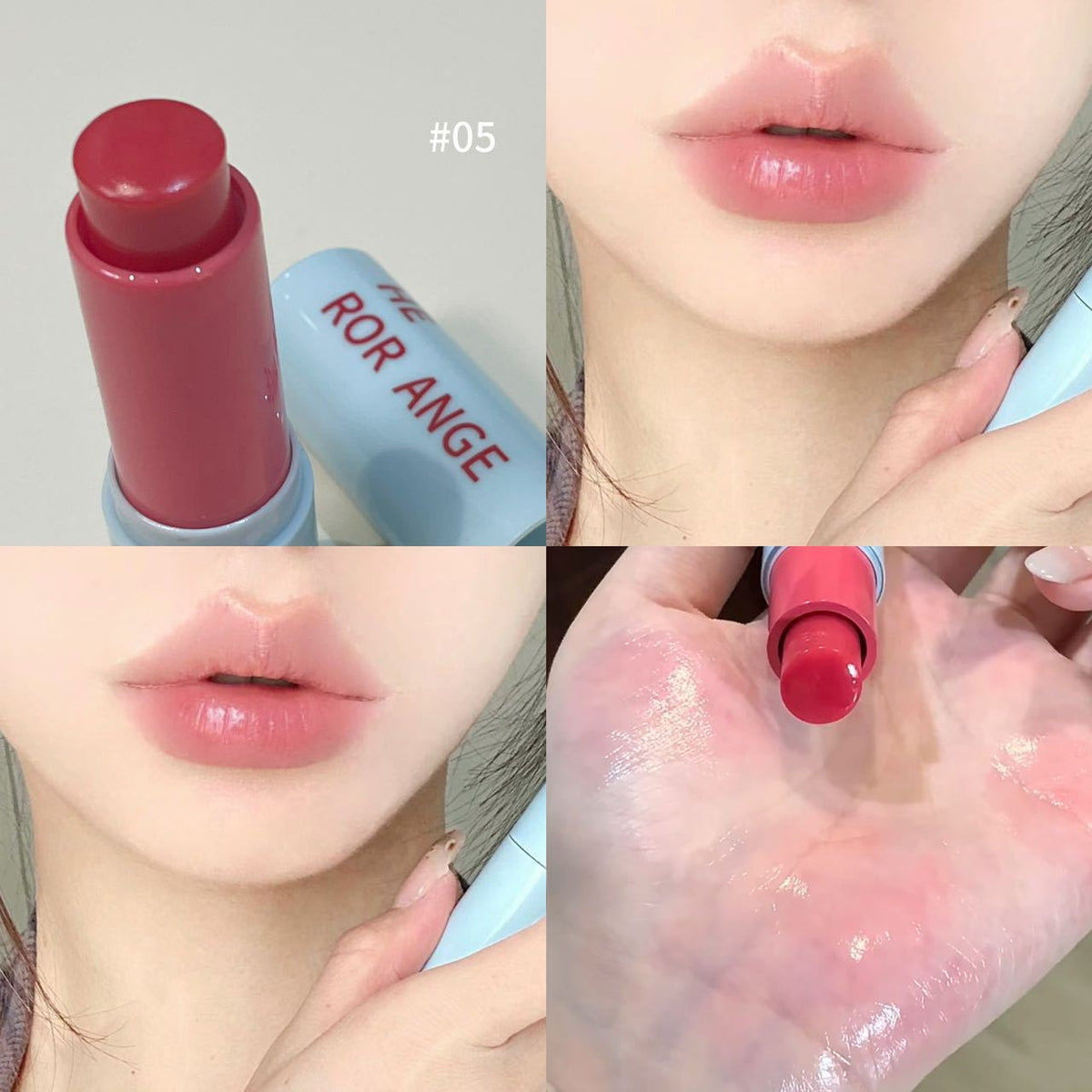 Clear and transparent water-sensitive stick high-gloss bright and tender blush lipstick