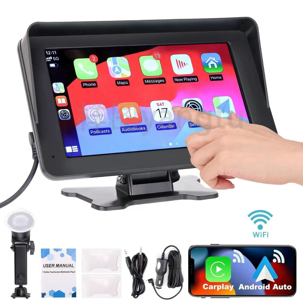 7 Inch Wireless Car Display with GPS Navigation and FM Transmitter