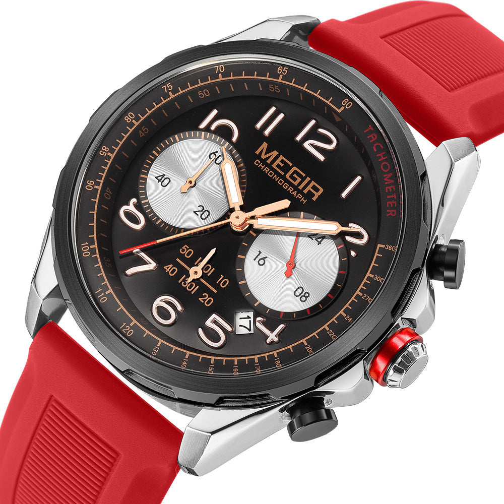 Men's Sport Chronograph Watch with Silicone Strap