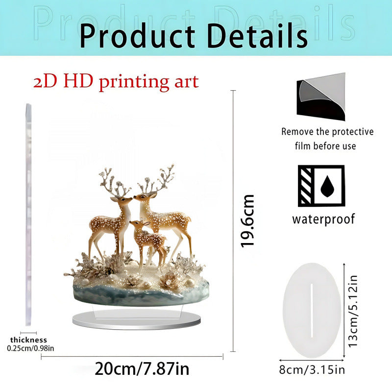 Christmas Carousel 2D Acrylic Stand Holiday Ornament Home Decoration