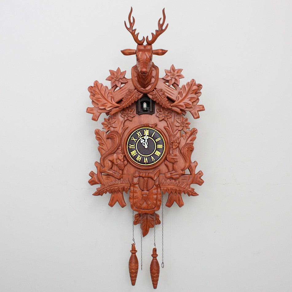 Solid Wood Reindeer Head Cuckoo Wall Clock