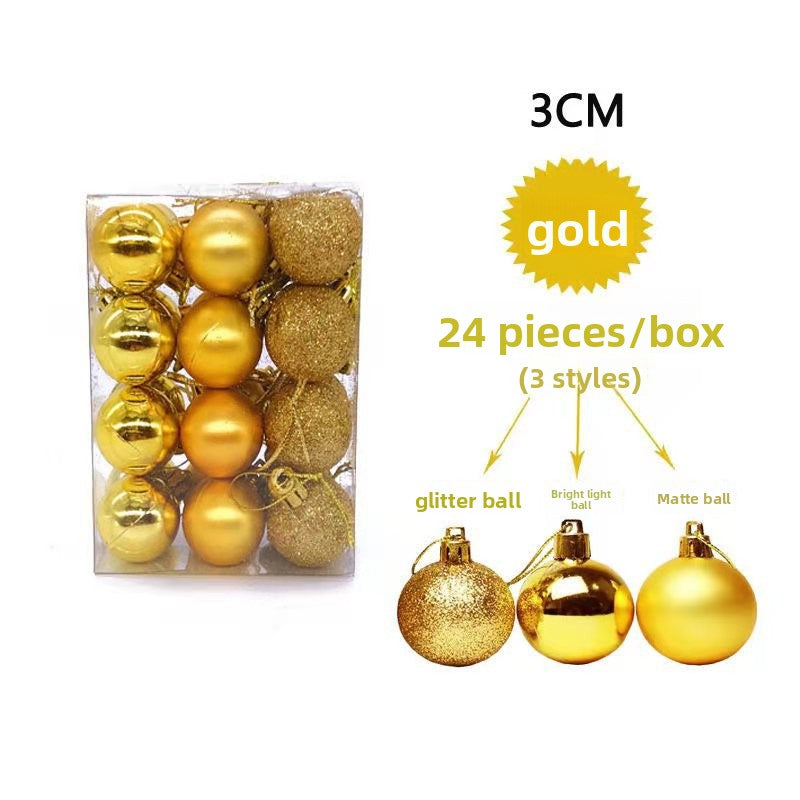 24 Pack 3cm Plastic Christmas Tree Hanging Decoration Balls Electroplated Matte Ornaments