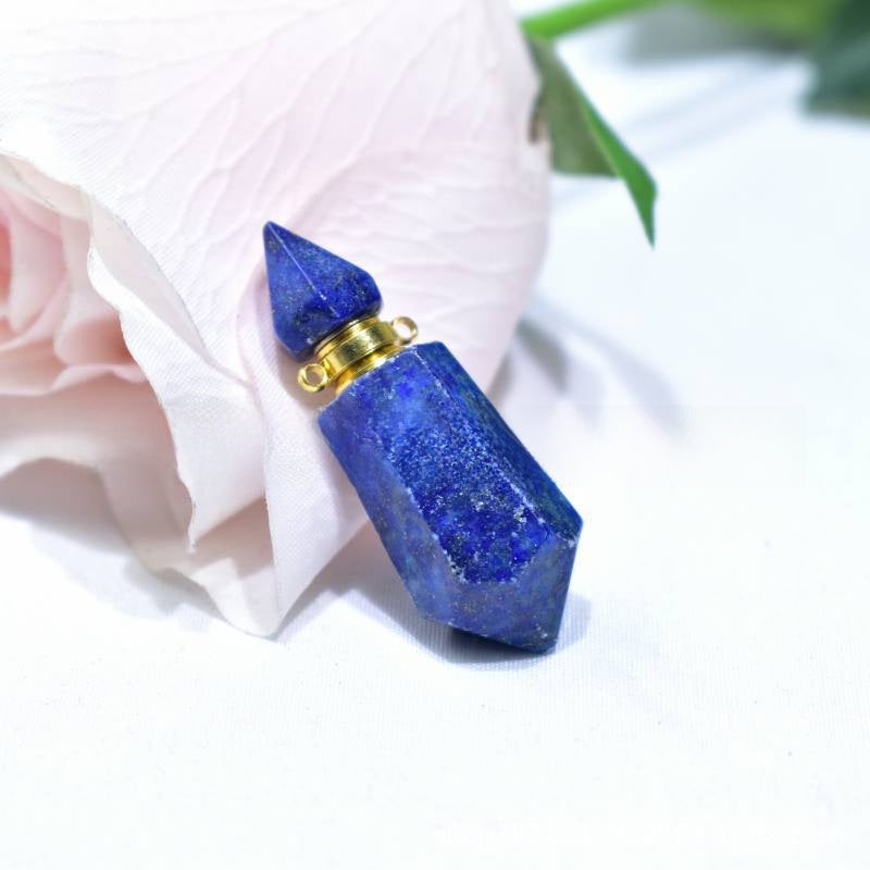 Natural Crystal Hexagonal Perfume Bottle Pendant
