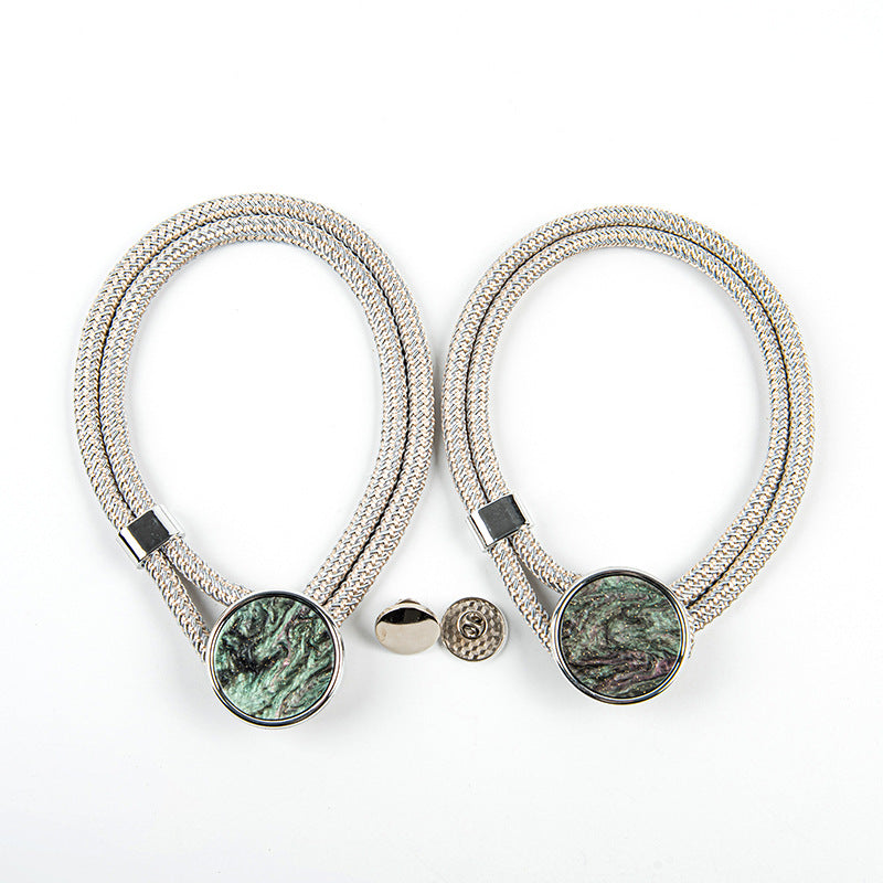 Curtain Tiebacks Mirrored Marble Pattern No-Drill Binding Straps