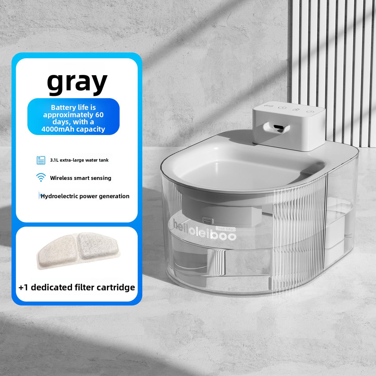 Stainless Steel Pet Water Dispenser with Wireless Sensor