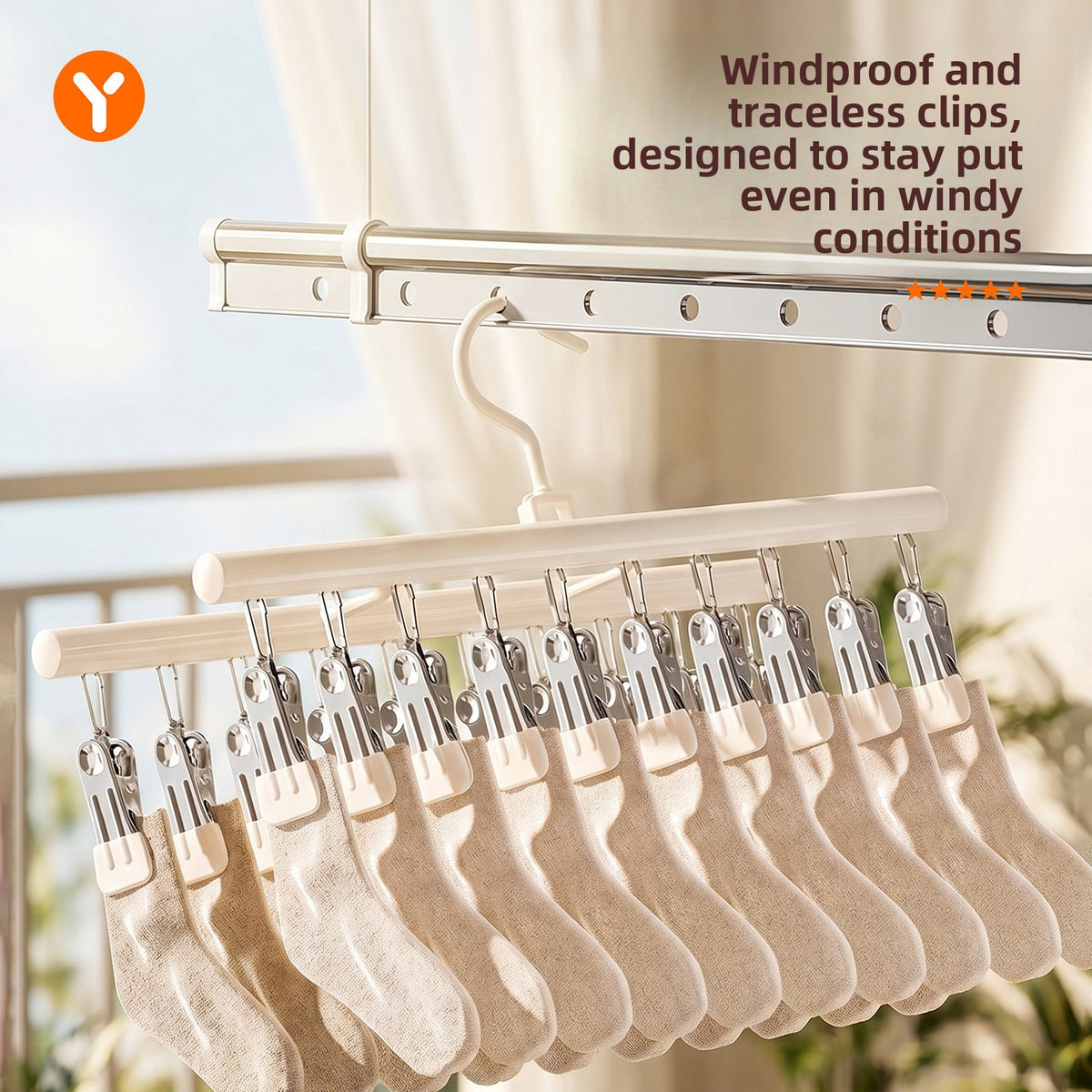 Double-row multi-clip sock drying rack