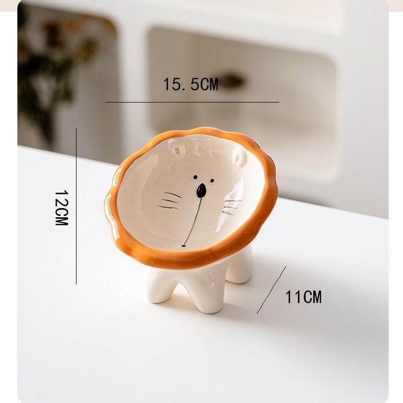 Cute Ceramic Anti-Spill Cat Dog Food Bowl