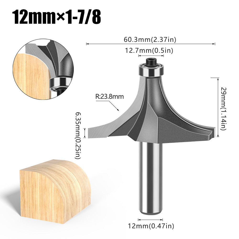 Tungsten Steel Round Angle Woodworking Milling Cutter