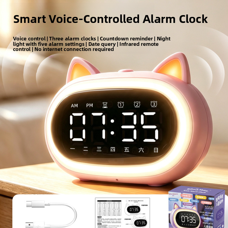 Smart Voice Electronic Alarm Clock with Night Light
