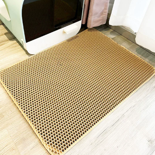 Double-layer cat litter tray mat