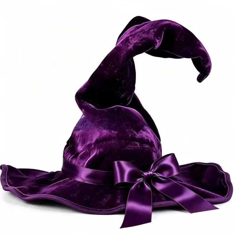 Velvet Witch Hat with Decorations for Halloween Party Costume Accessory