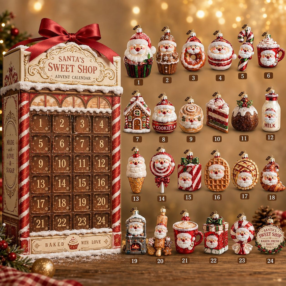 Christmas Advent Calendar Acrylic Blind Box Decoration Collectible Toy