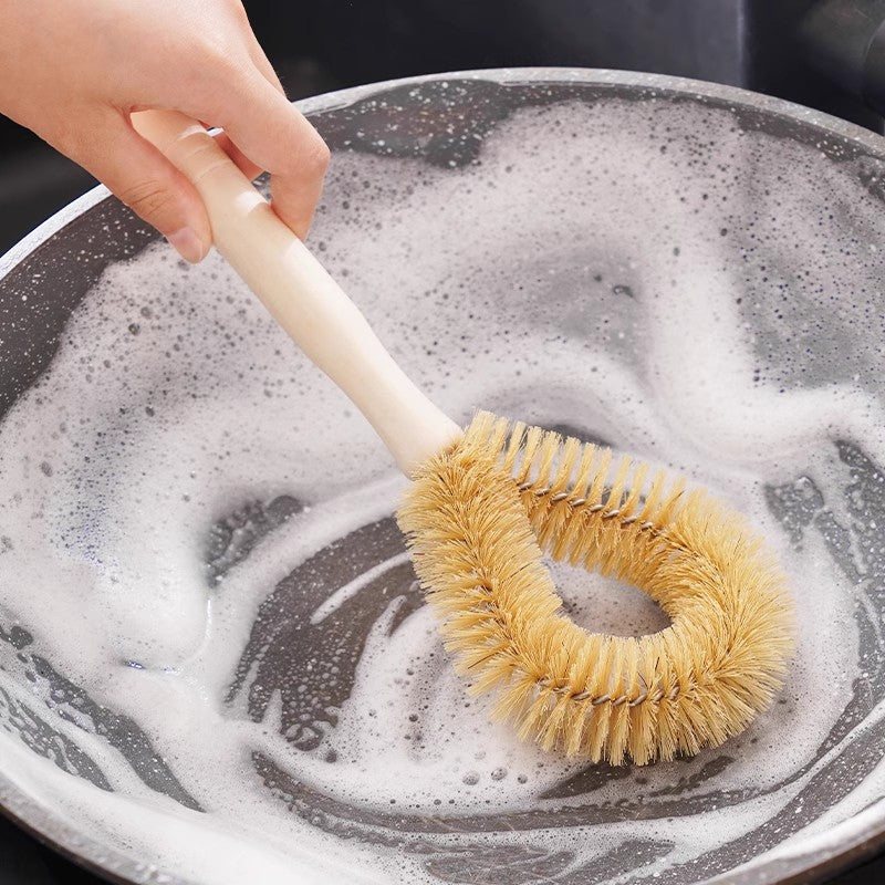 Wooden Handle Bristle Pot Brush for Kitchen Cleaning