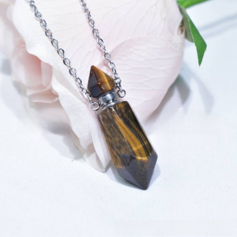 Natural Crystal Hexagonal Perfume Bottle Pendant