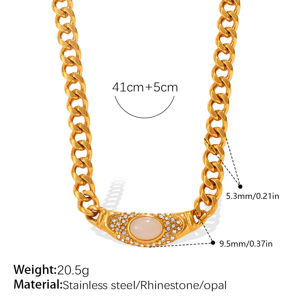 Shiny gold chain with colorful cat-eye stone choker
