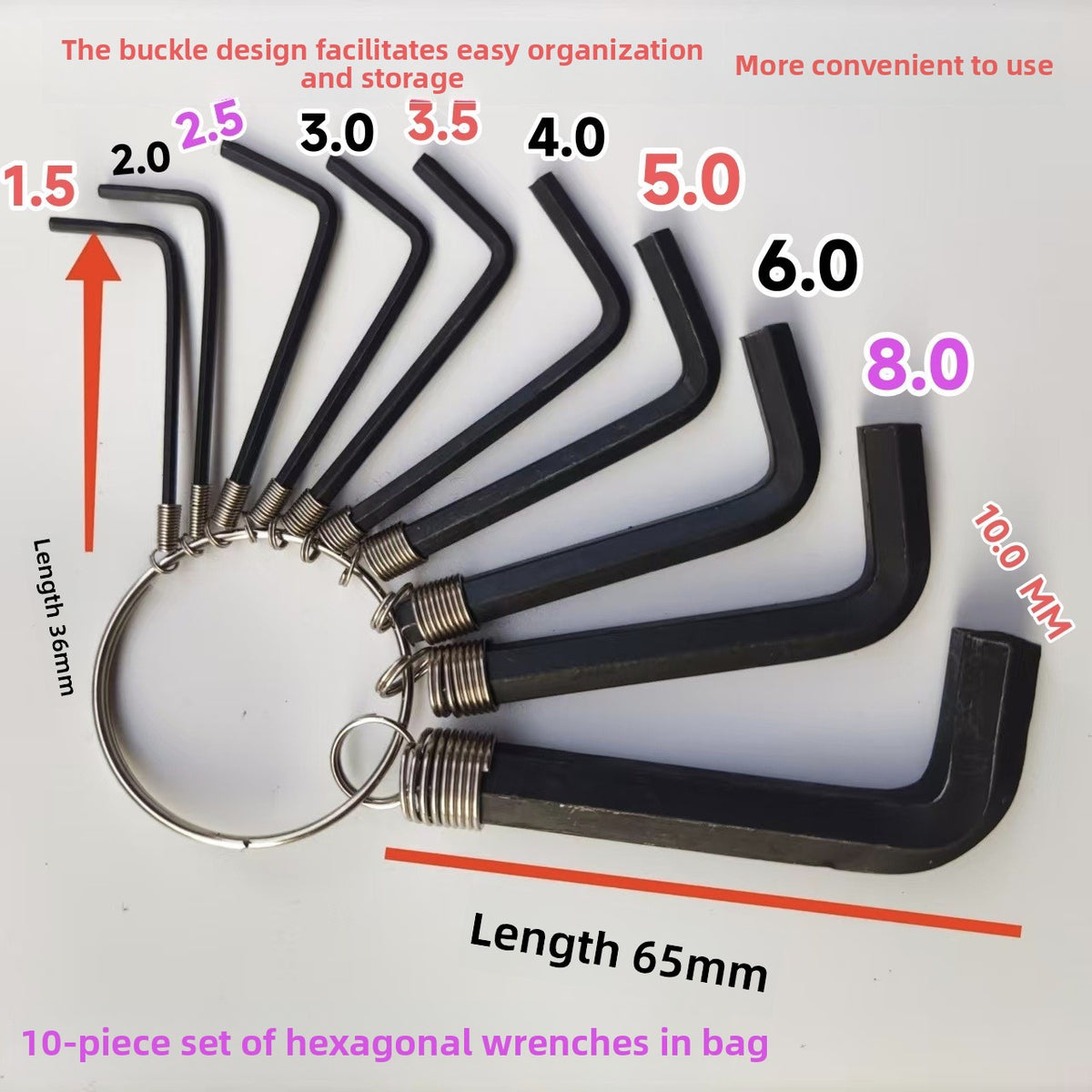 10-Piece Hex Key Set with Keychain