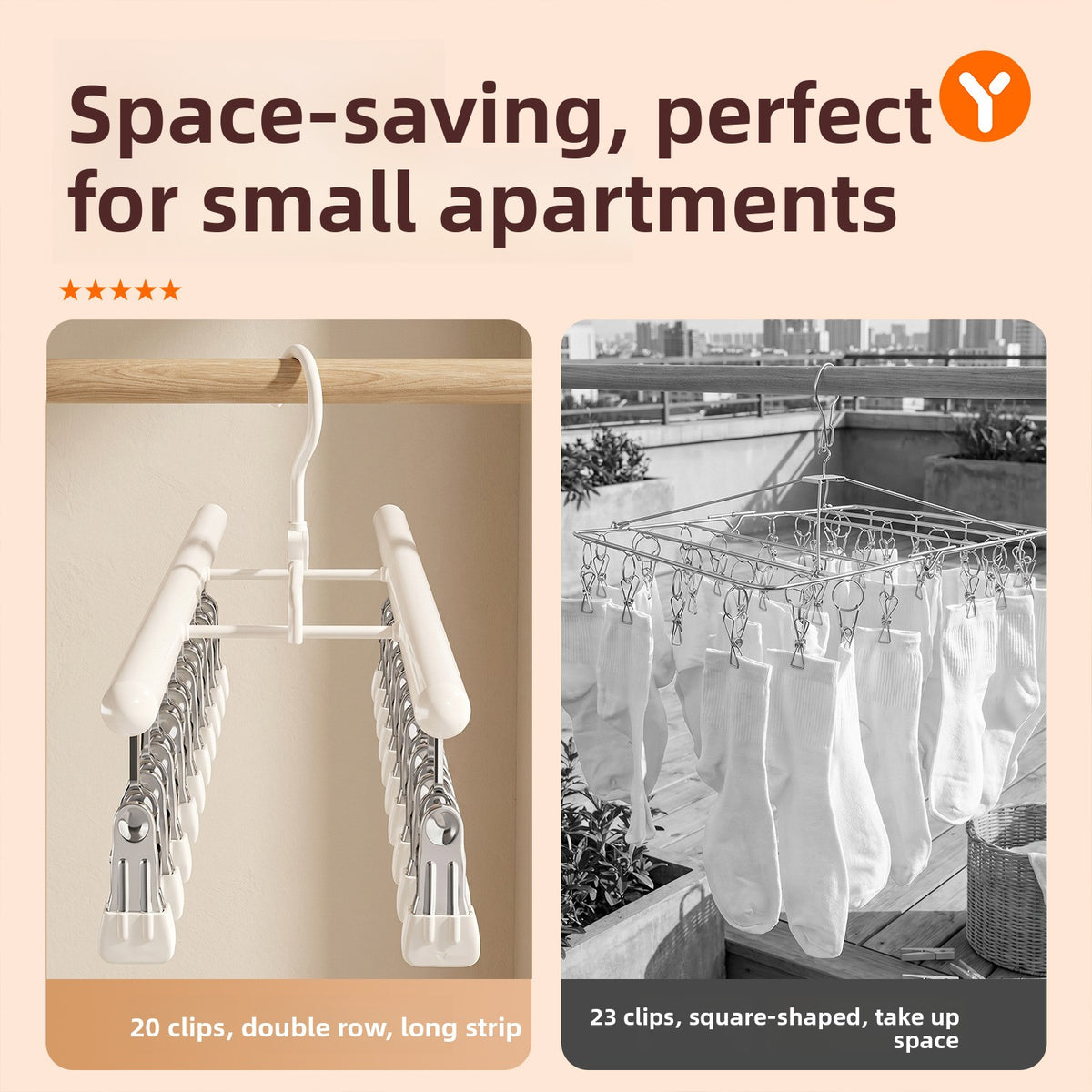Double-row multi-clip sock drying rack
