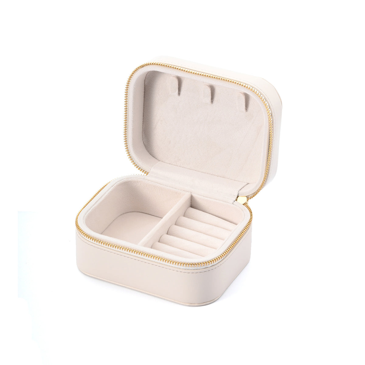 Portable PU Leather Zipper Jewelry Storage Box