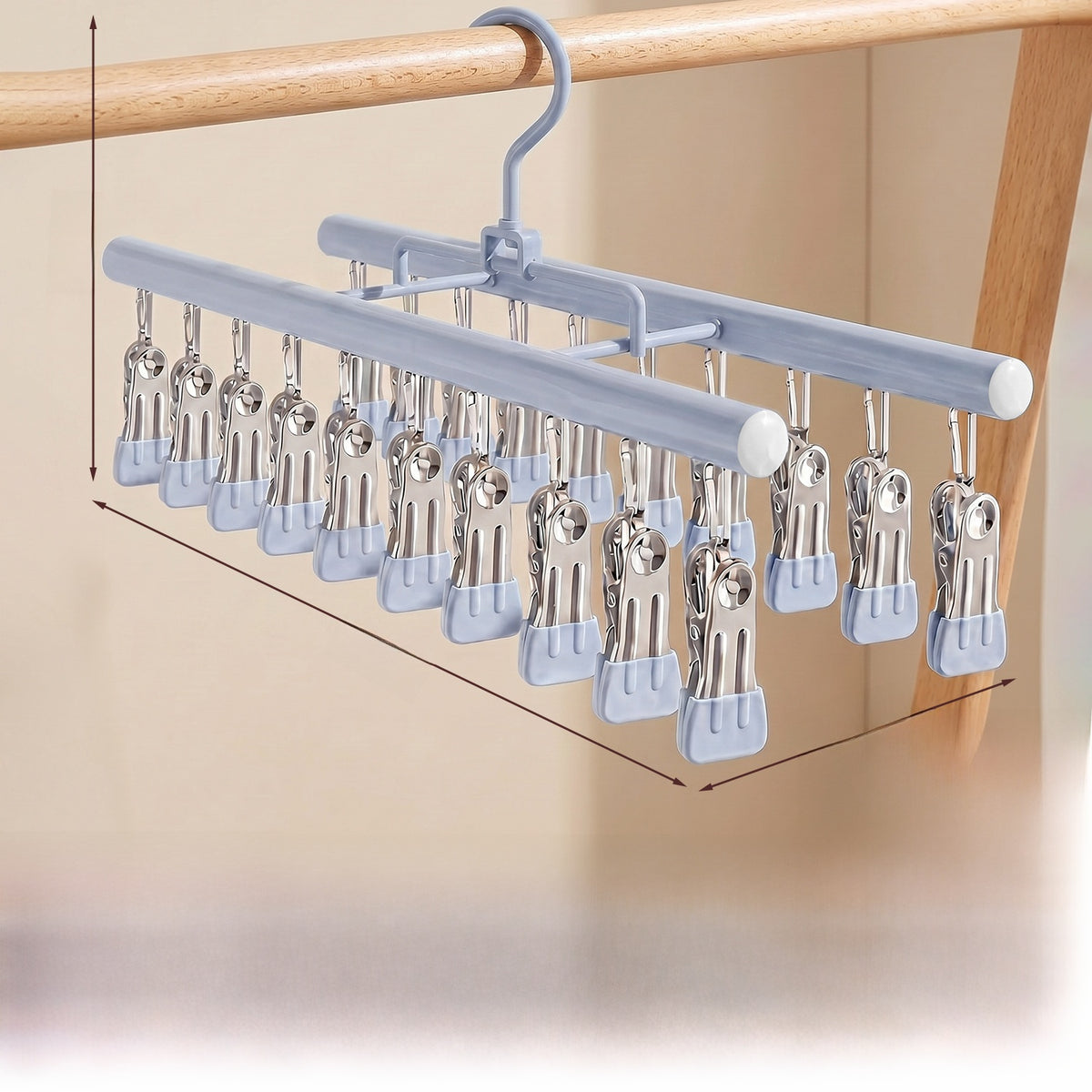 Double-row multi-clip sock drying rack