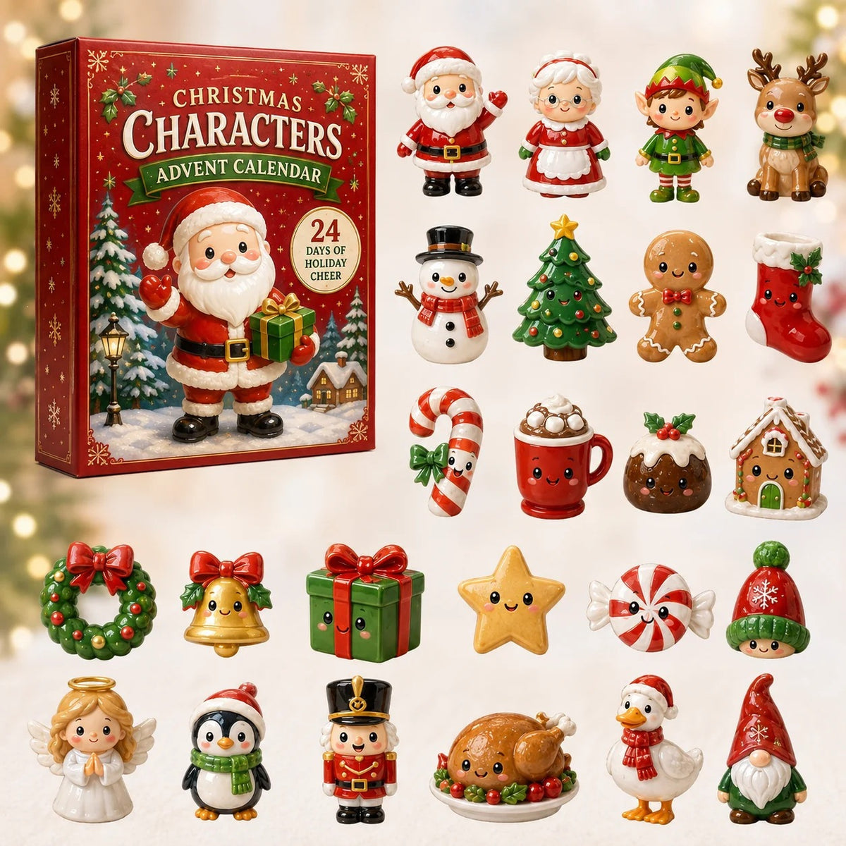 Christmas Advent Calendar Acrylic Blind Box Decoration Collectible Toy