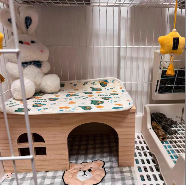 Wooden Rabbit Hideaway House Bed Platform