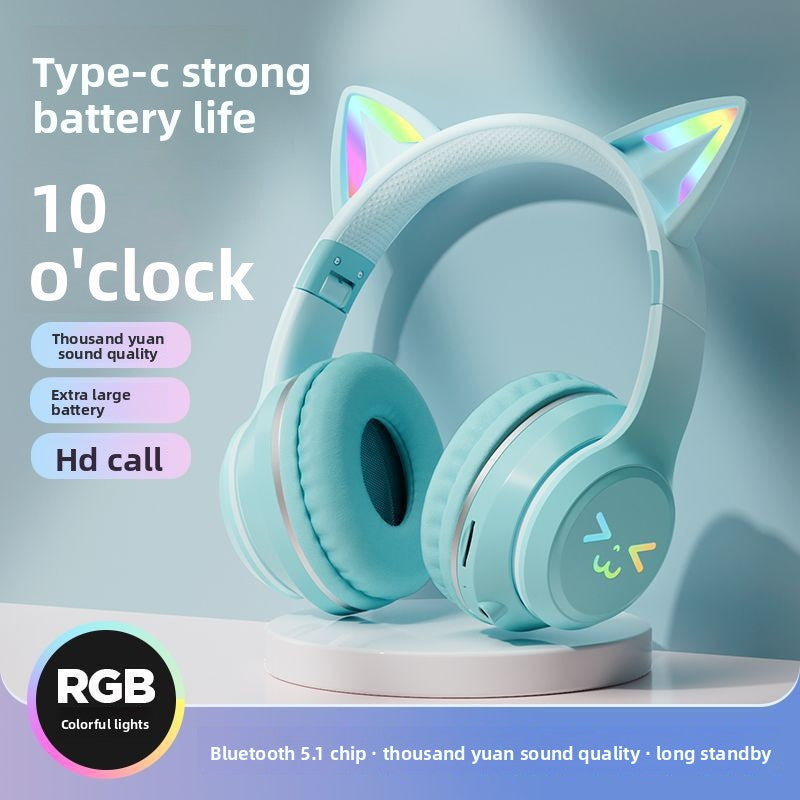 Bluetooth Gaming Headset with Cat Ear Lights