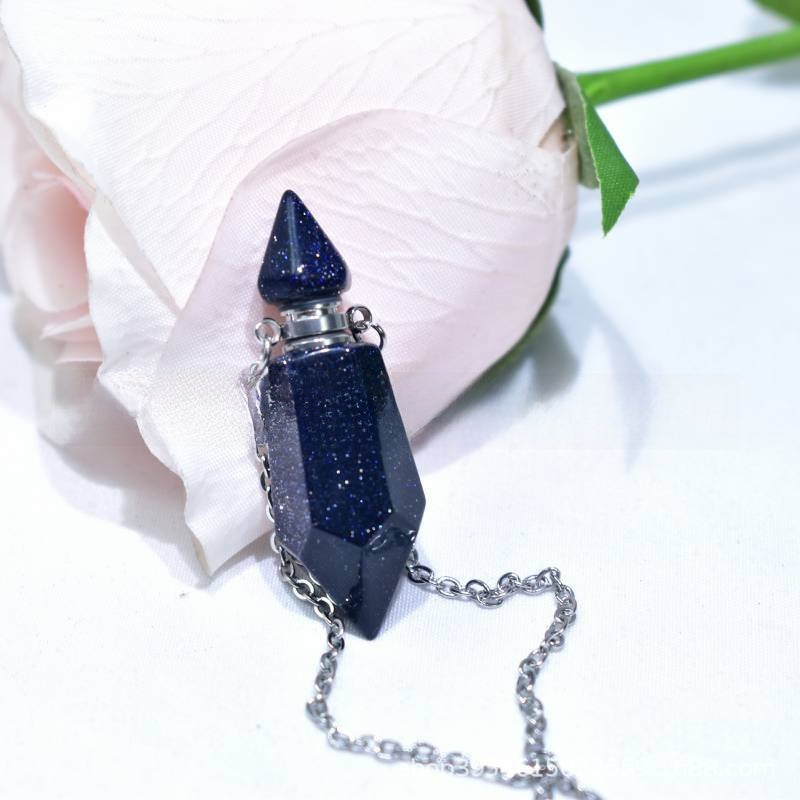 Natural Crystal Hexagonal Perfume Bottle Pendant