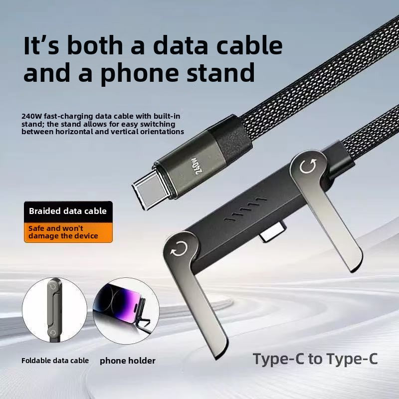 Foldable Fast-Charging Phone Stand Data Cable