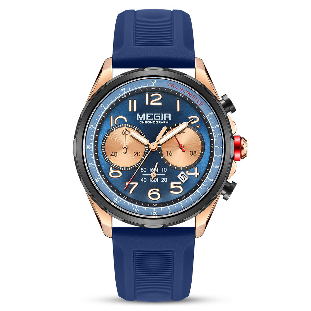 Men's Sport Chronograph Watch with Silicone Strap