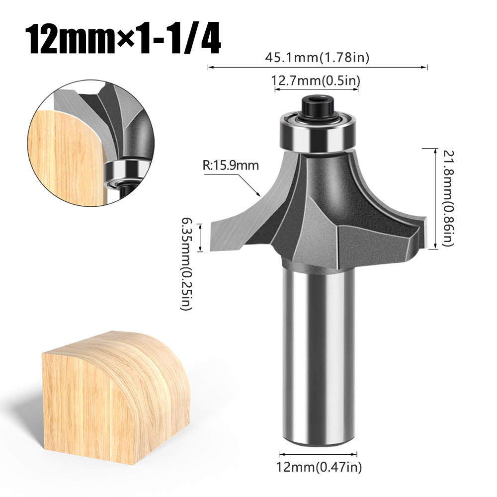 Tungsten Steel Round Angle Woodworking Milling Cutter