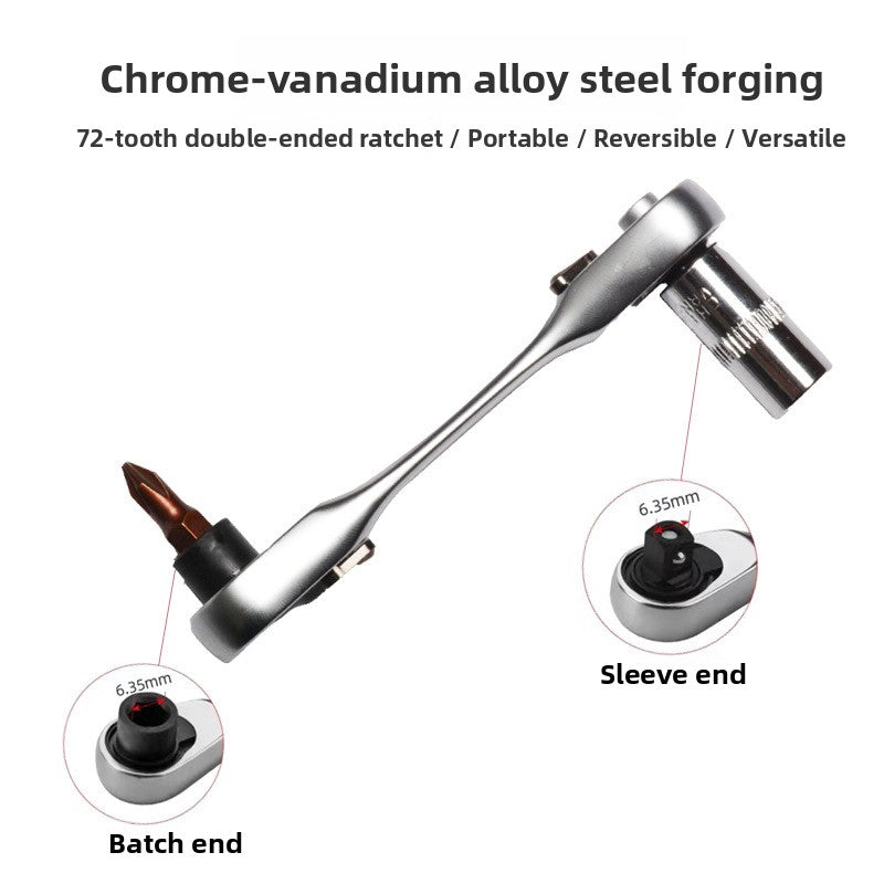 Dual Head Ratchet Wrench with Socket