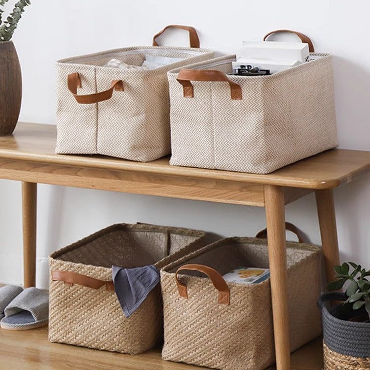 Foldable Jute Fabric Storage Basket