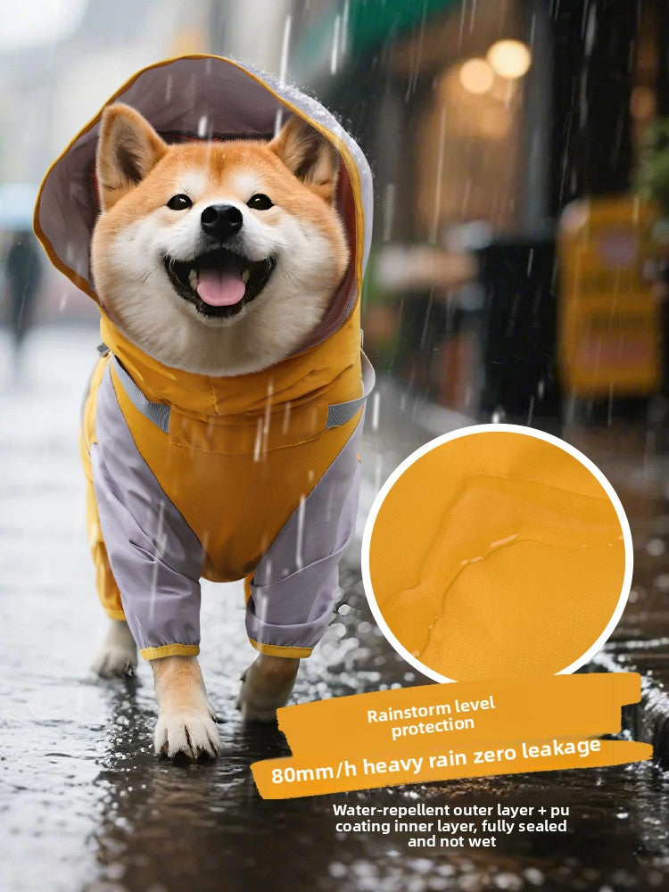 Waterproof Dog Raincoat Four-Legged Windproof Reflective Pet Clothes