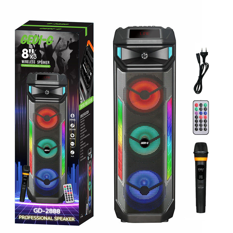 RGB LED Portable Karaoke Speaker with Wireless Microphone