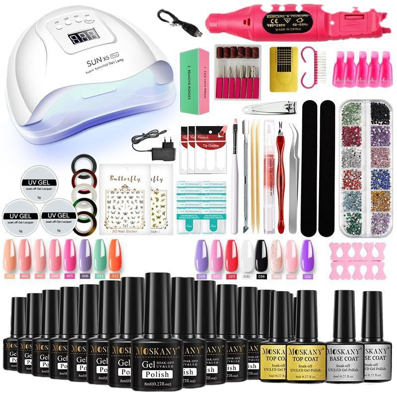 33 Color Nail Gel Art Set with Curing Lamp and Glue