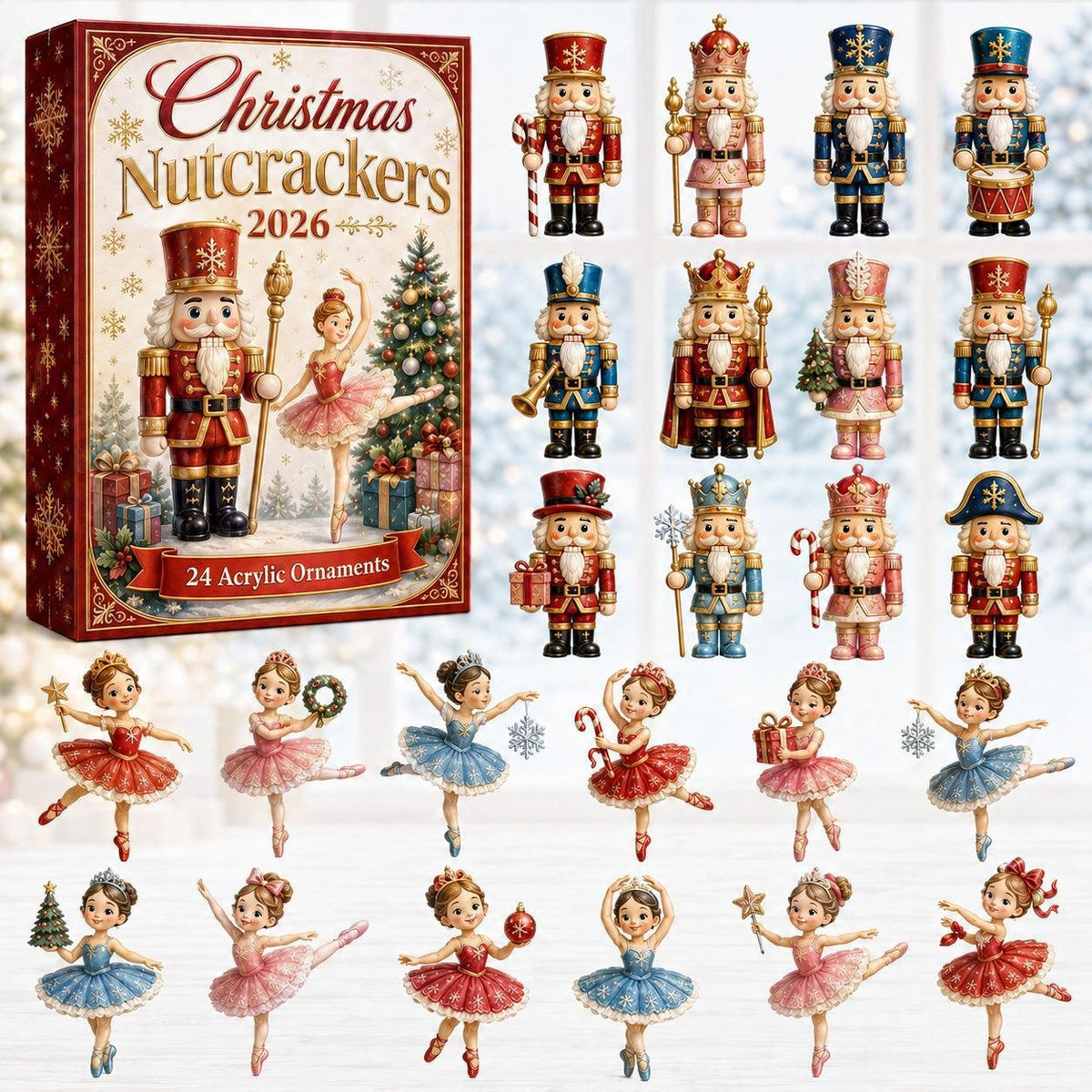 Christmas Advent Calendar Acrylic Blind Box Decoration Collectible Toy