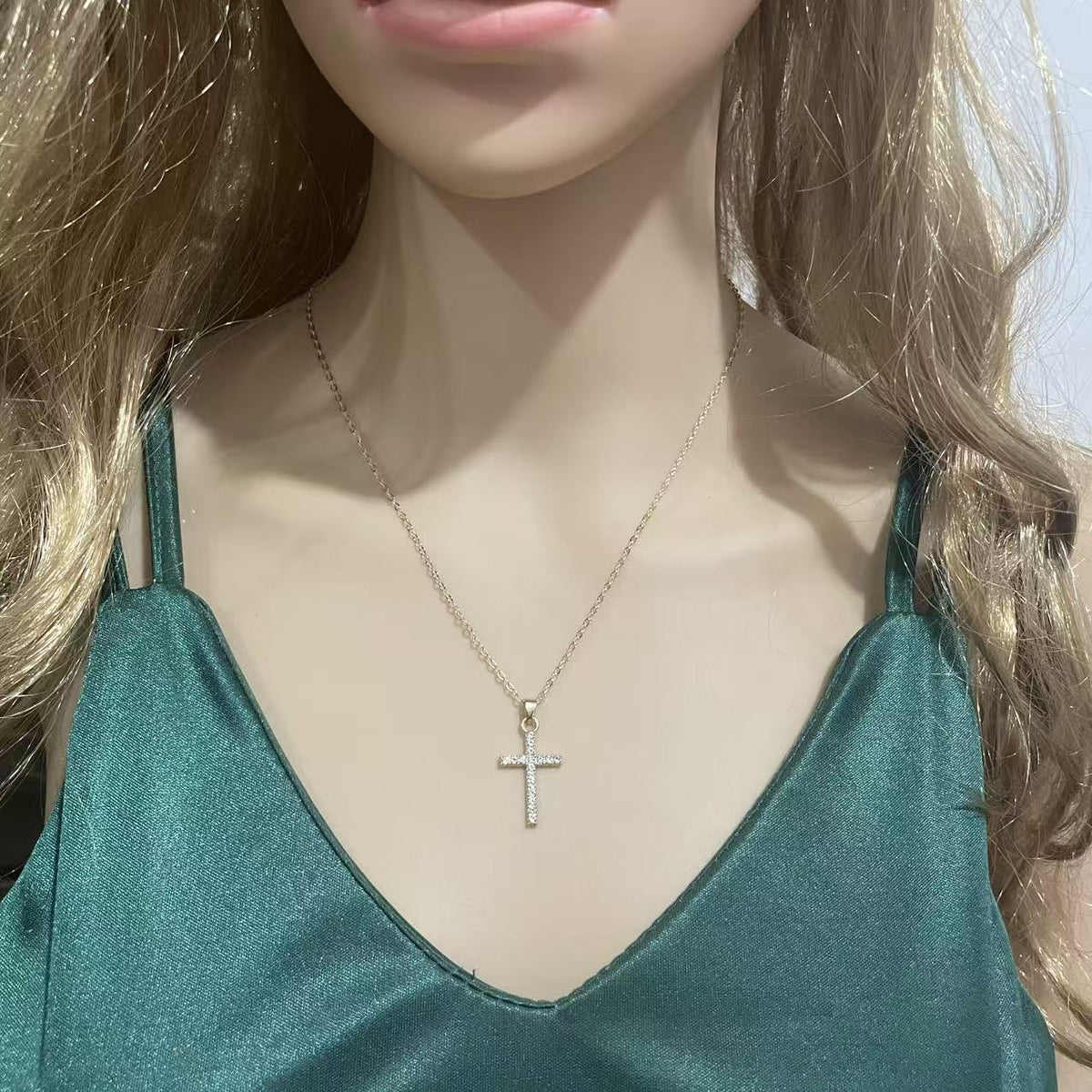 Rhinestone Cross Pendant Necklace