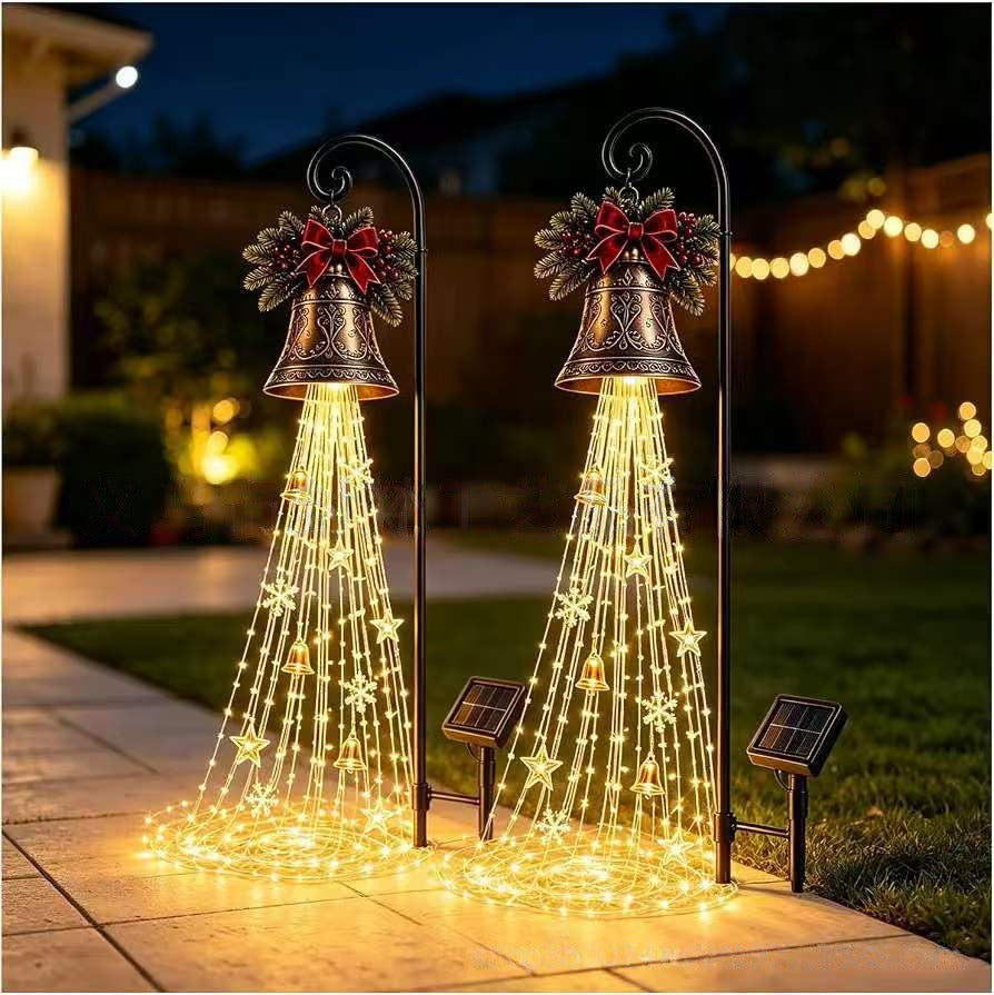 Christmas Bell Cascade Solar Yard Light Bell Waterfall Lamp