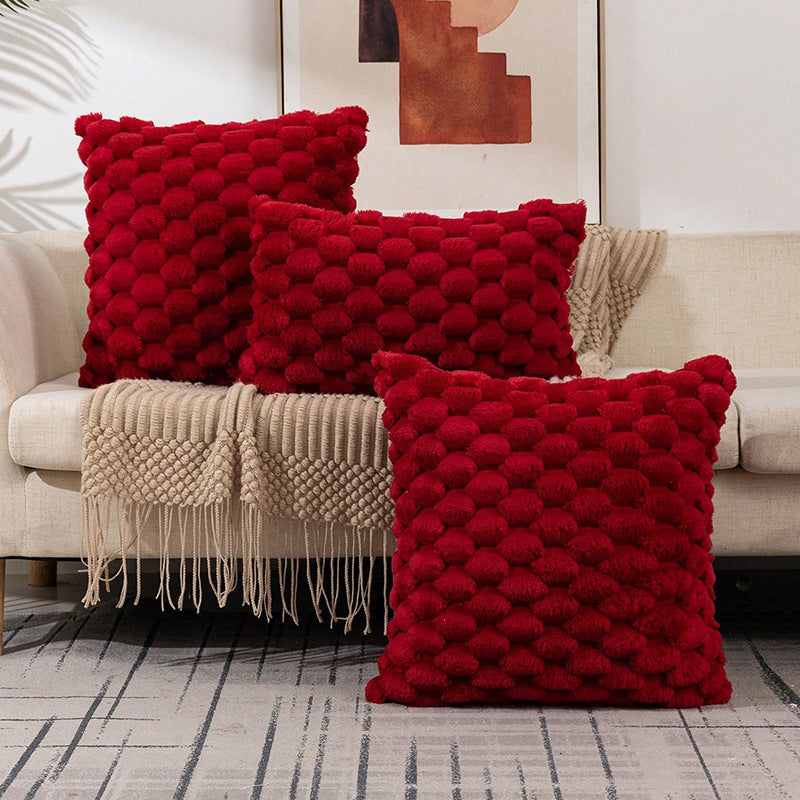 Woven Snowflake Velvet Solid Pillow Cushion Cover