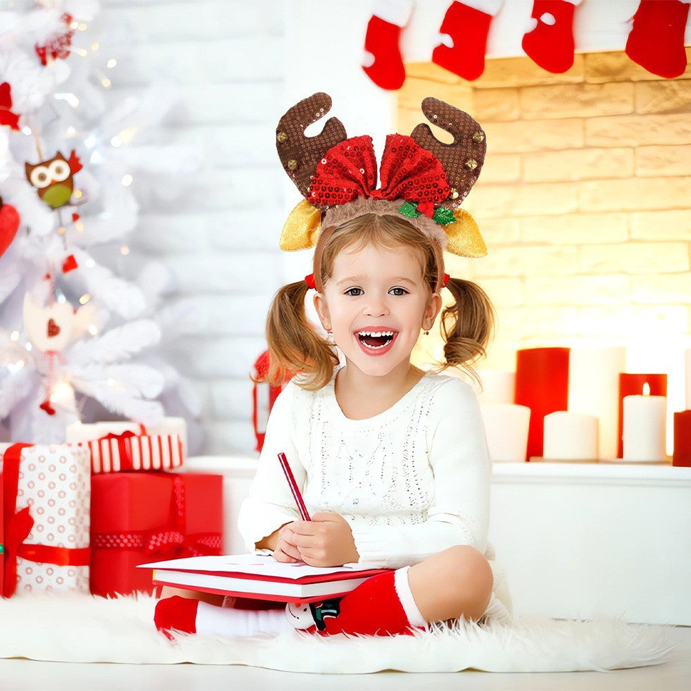 Christmas Party Headband Fun Santa Hat Reindeer Antlers Hair Accessories